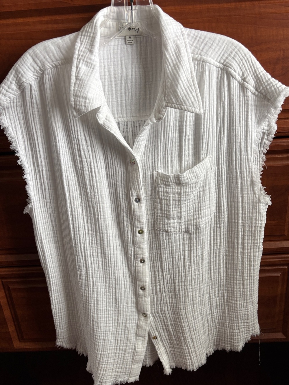 Wonderly White Gauze Button-Down Shirt